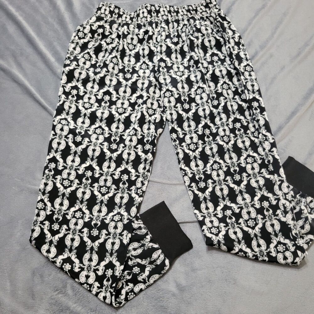 WAYF Jogger Women Medium Black White Comfort Stretch Pocket Pull On USAMade Pant